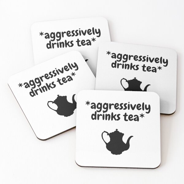Item preview, Aggressively Drinks Tea Teapot Black designed and sold by LuckyKermit.
