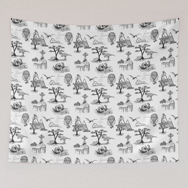 Item preview, Bad Day Toile pattern in Traditional Black and White designed and sold by Quick Brown Fox Canada.