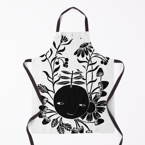 Item preview, naranja con flores ilustración de linoprint negro designed and sold by PinkNounou.