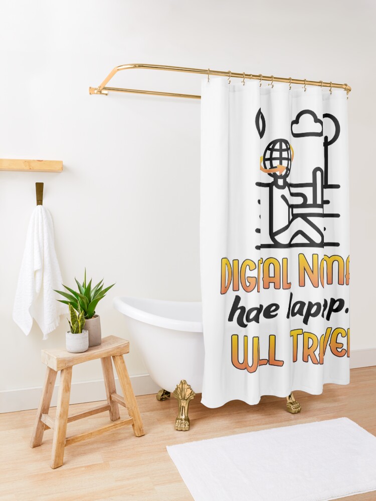 Alternate view of Digital Nomad. Shower Curtain