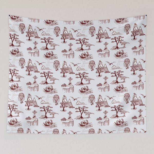 Item preview, Bad Day Toile pattern in Traditional Red and White designed and sold by Quick Brown Fox Canada.