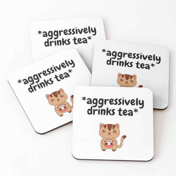 Item preview, Aggressively Drinks Tea Kitty designed and sold by LuckyKermit.