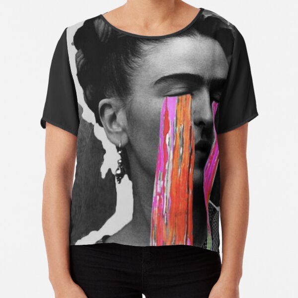Black And White Frida Kahlo Chiffon Top