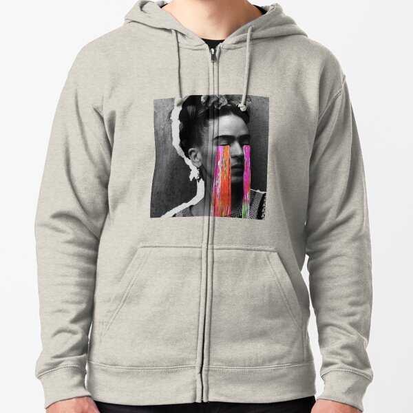 Black And White Frida Kahlo Zipped Hoodie