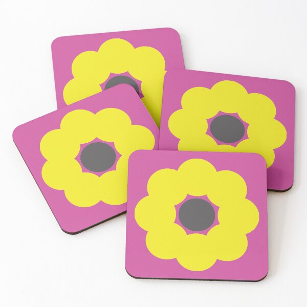 Item preview, Yellow, Pink and Grey Minimalist Flower Pattern designed and sold by RhubarbMyrtle.