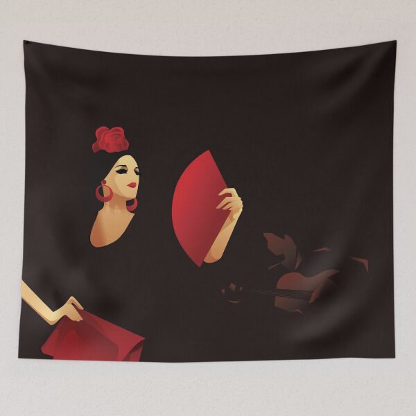 Item preview,  Spanish flamenco dancer with fan black and red  abstract geometric designed and sold by JeraRS.
