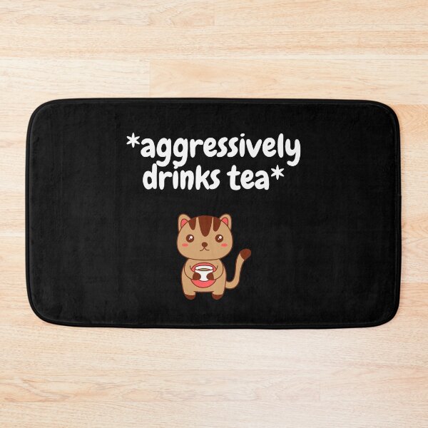 Item preview, Aggressively Drinks Tea Kitty In Black designed and sold by LuckyKermit.