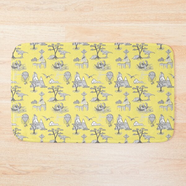 Item preview, Bad Day Toile pattern in Traditional Yellow and Gray designed and sold by Quick Brown Fox Canada.