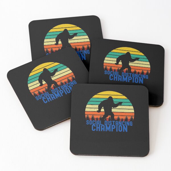 Item preview, Social Distancing Champion Bigfoot Sasquatch Retro Sunset Forest Yeti Cryptid designed and sold by RKSDesigns.