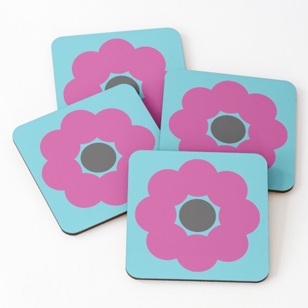 Item preview, Pink, Blue and Grey Minimalist Flower Pattern designed and sold by RhubarbMyrtle.