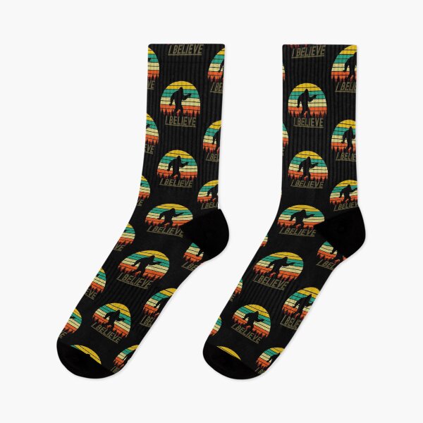 Item preview, I Believe Bigfoot Sasquatch Retro Sunset Forest Yeti Cryptid designed and sold by RKSDesigns.