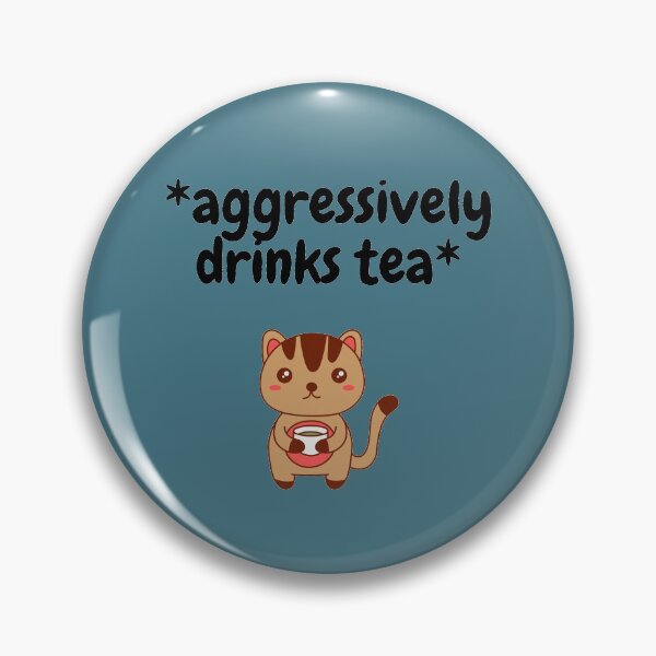 Item preview, Aggressively Drinks Tea Kitty In Blue designed and sold by LuckyKermit.