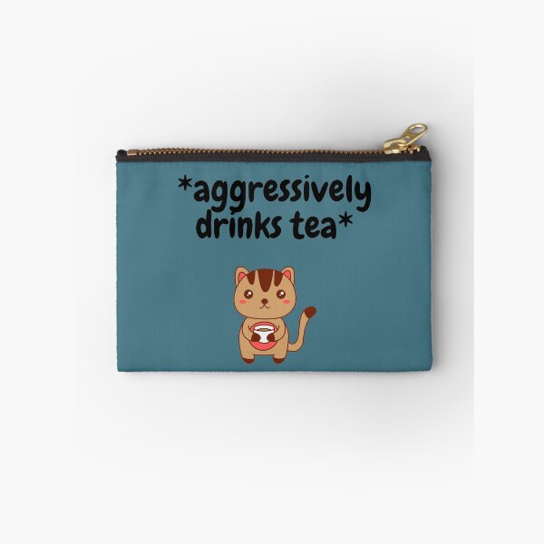 Item preview, Aggressively Drinks Tea Kitty In Blue designed and sold by LuckyKermit.