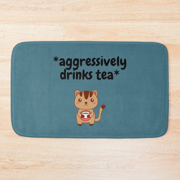 Item preview, Aggressively Drinks Tea Kitty In Blue designed and sold by LuckyKermit.