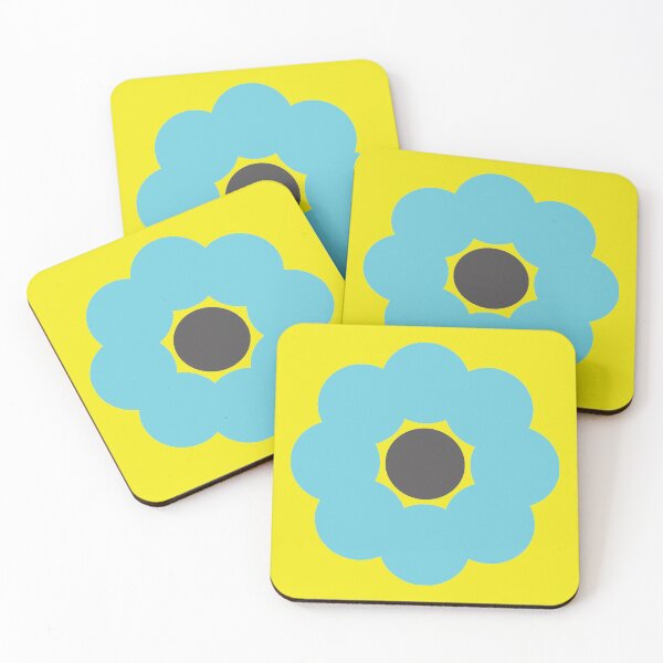 Item preview, Blue, Grey and Yellow Minimalist Flower Pattern designed and sold by RhubarbMyrtle.