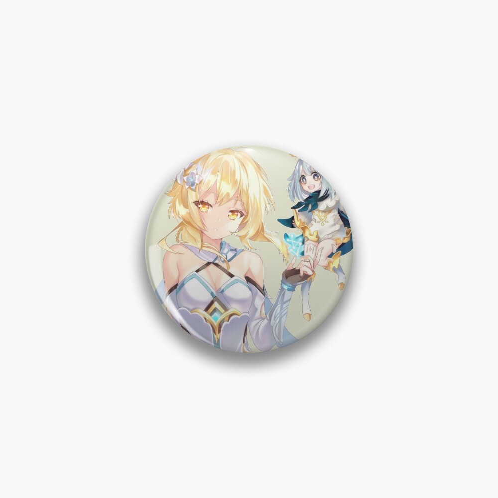 Cute Traveler And Paimon Genshin Impact Pin By Kami Anime Redbubble 2332