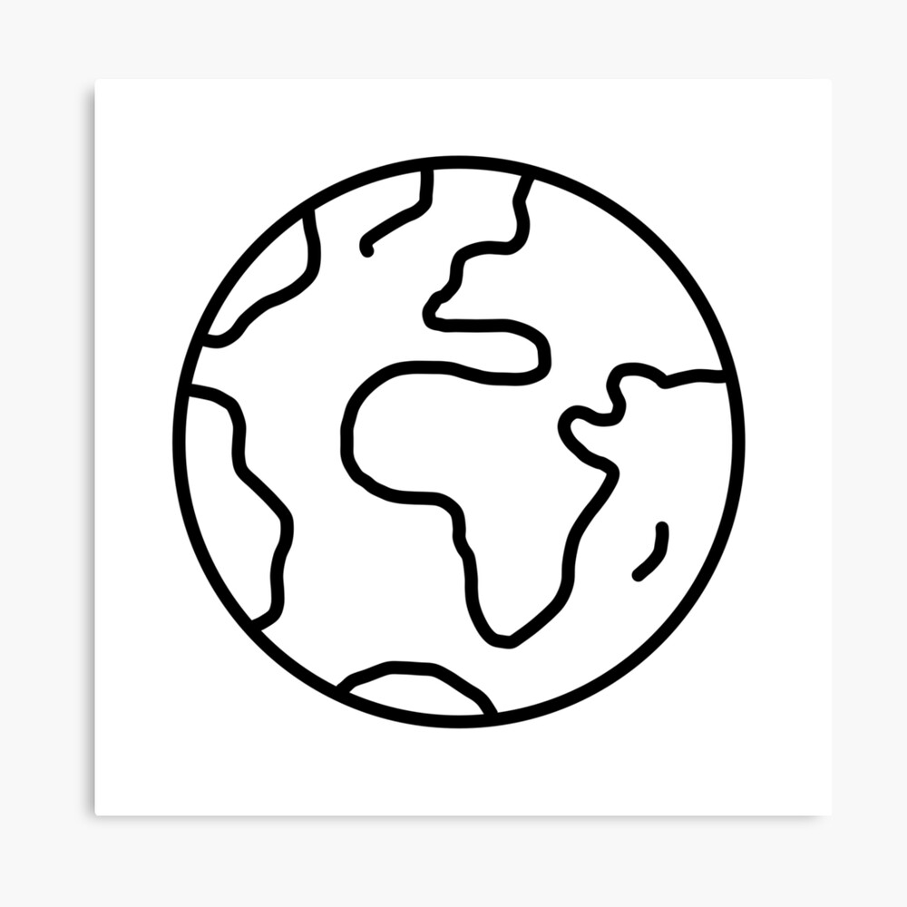 Dessin Facile De La Terre Impression photo for Sale avec l'œuvre « La Terre en dessin noir et blanc » de l'artiste Store Of Creations | Redbubble