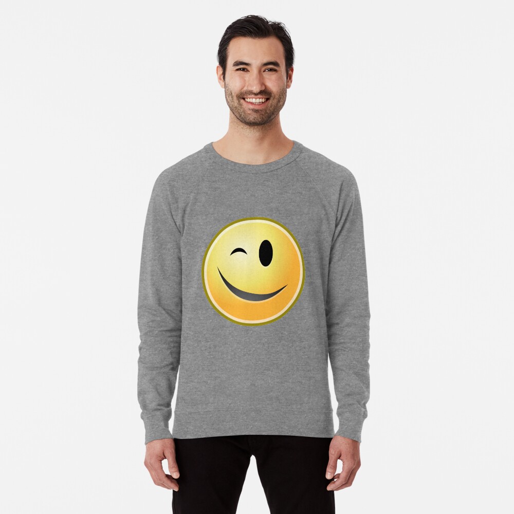 Wink Smiley Yellow Lightweight Sweatshirt
