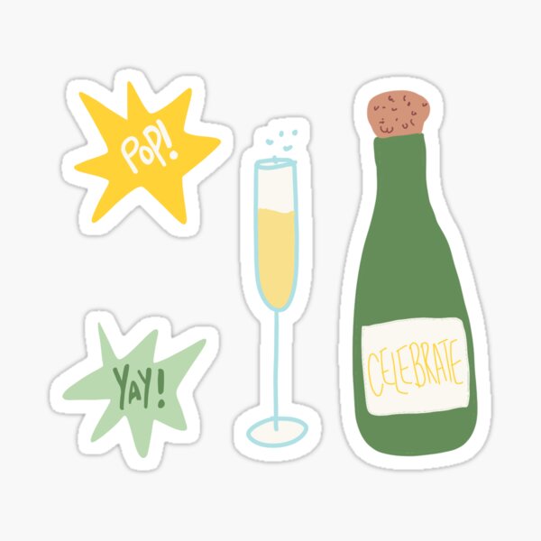 Gold Champagne Glass Stickers – Fairy Dust Decals