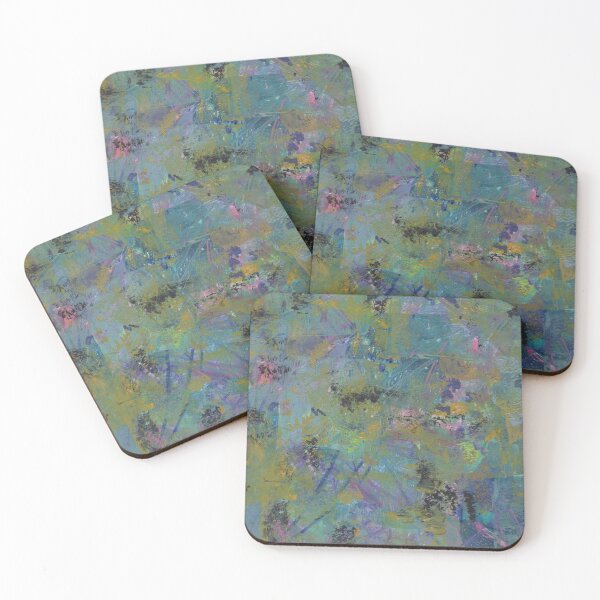 Item preview, Abstract Textures in Acrylic on Paper In Cool Colors designed and sold by Leslie Rogers Todder.