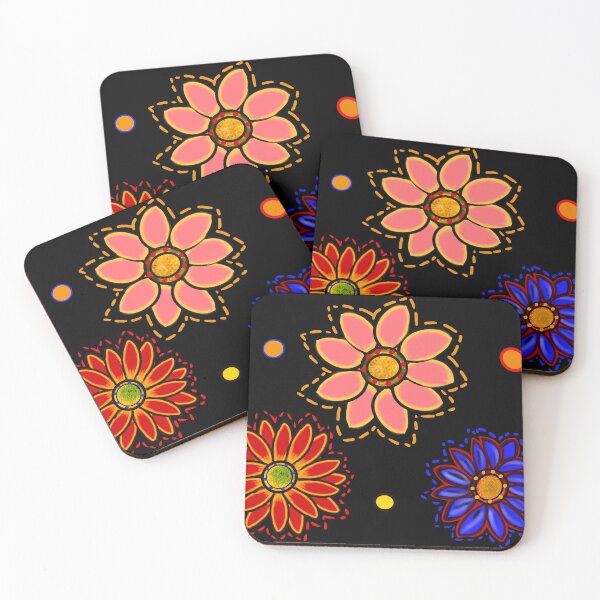Item preview, Retro 1960s and 70s flower power pattern - groovy dark background designed and sold by Artonmytee.