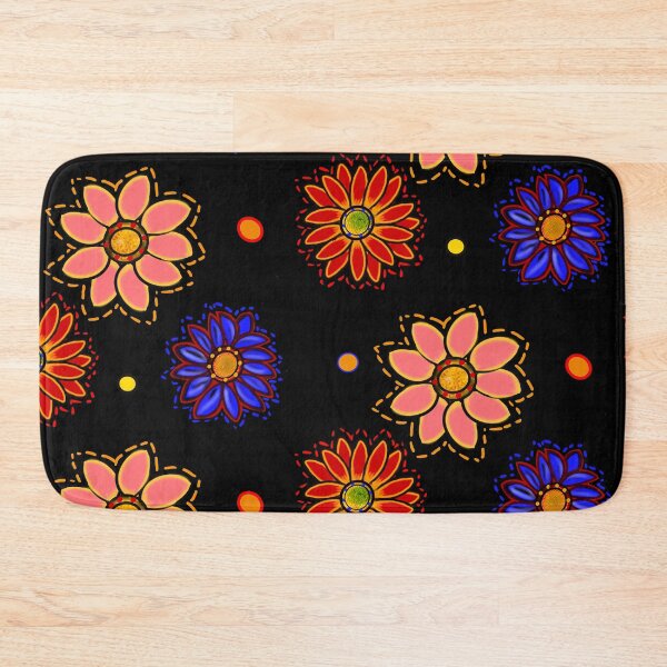 Item preview, Retro 1960s and 70s flower power pattern - groovy dark background designed and sold by Artonmytee.