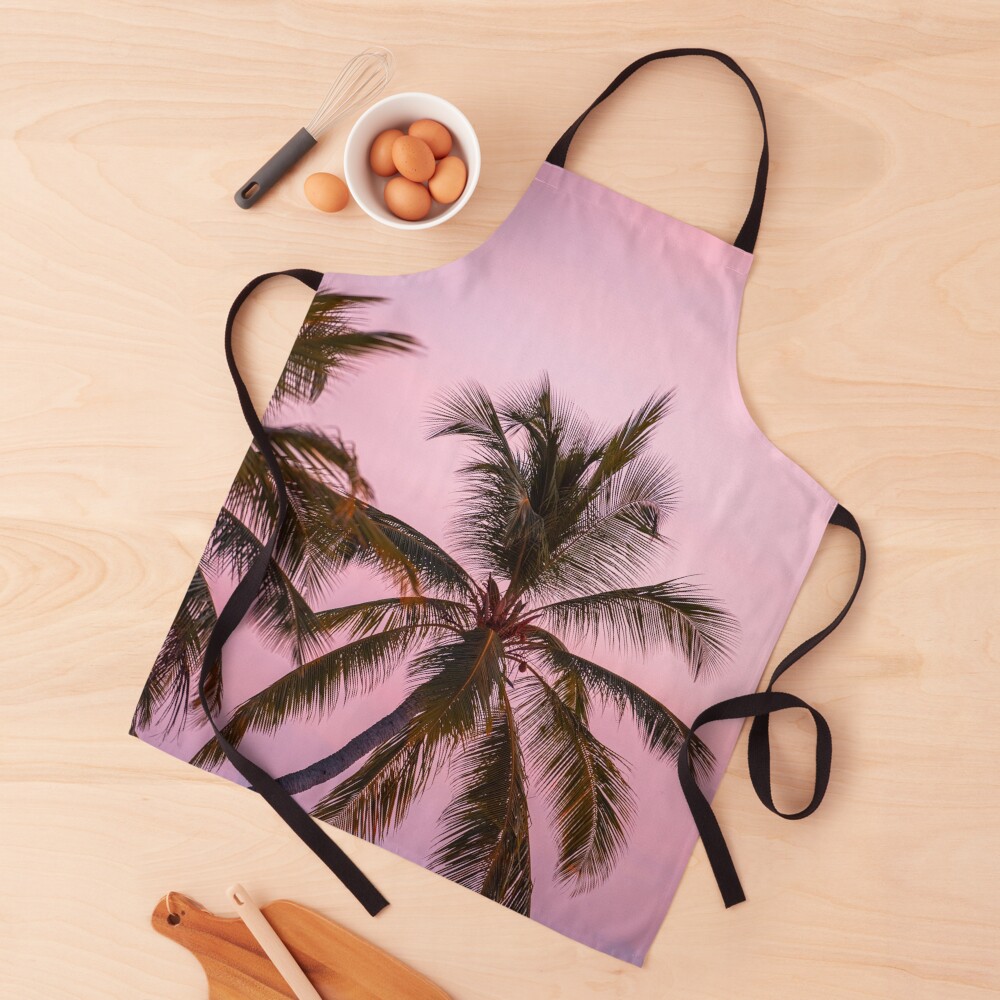 Pink Sunset Palm Trees Apron