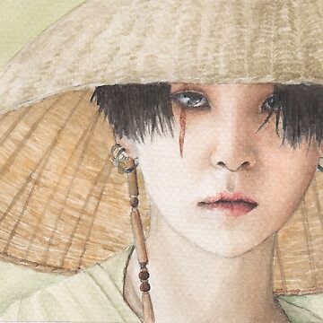 BTS Suga colored pencil drawing, BTS fan art Water Bottle