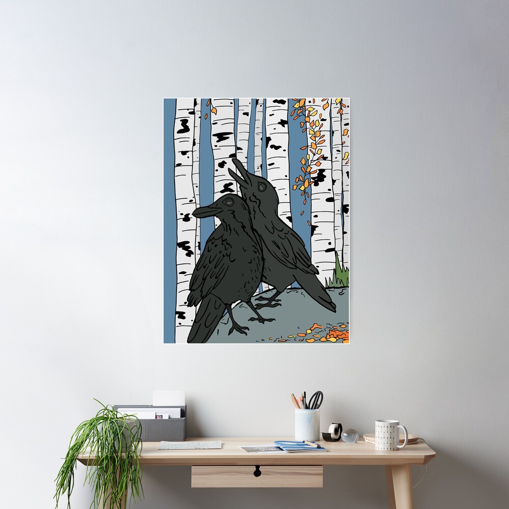 Ravens and Aspen Trees on an Autumn Day Poster