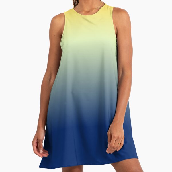blue and yellow ombre dress OMBRE LONG DRESS W/ COLLAR JACKET 2-PIECE -COBALT- JOURNEY main image 1