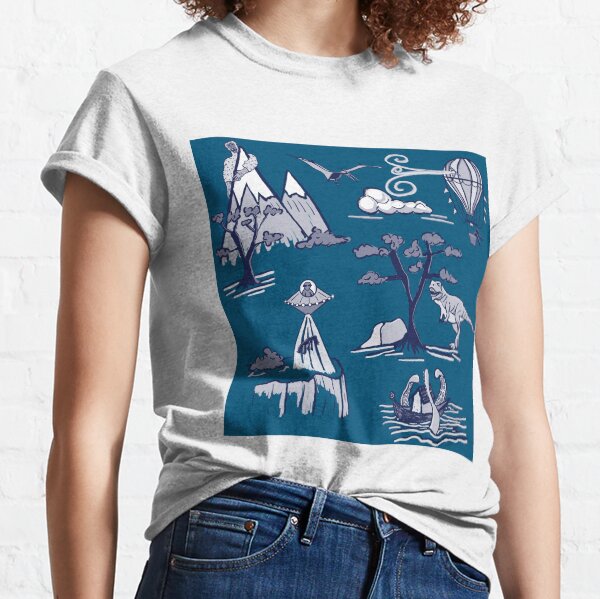 Bad Day Toile pattern blue on blue Classic T-Shirt