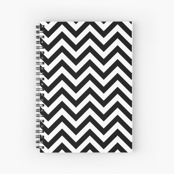 Black And White Zik Zak Waves Spiral Notebook