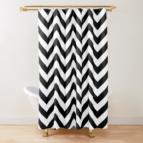 Black And White Zik Zak Waves Shower Curtain