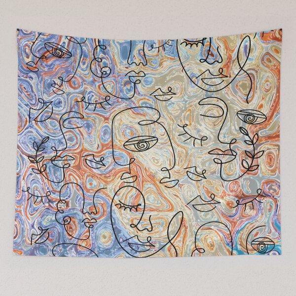 Item preview, Abstract faces and abstract shapes design in pastel colors designed and sold by KissedbyArt.