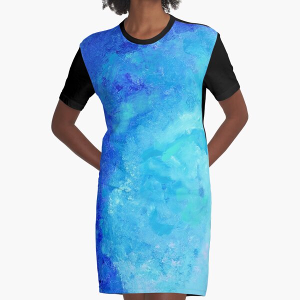 Blue abstract one Graphic T-Shirt Dress