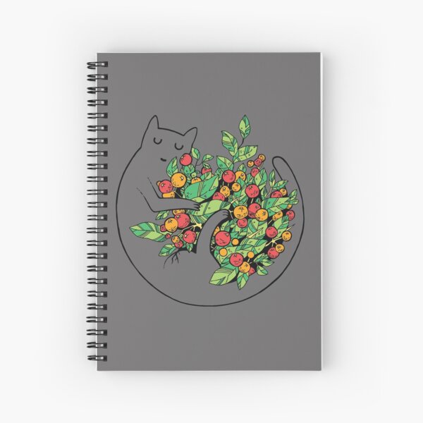 cat with flowers scratchboard Spiral Notebook