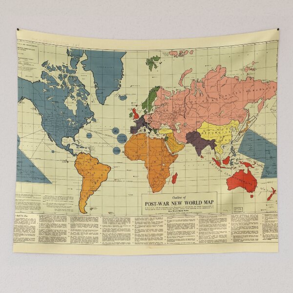 Item preview, Post War World Map (1942) designed and sold by allhistory.