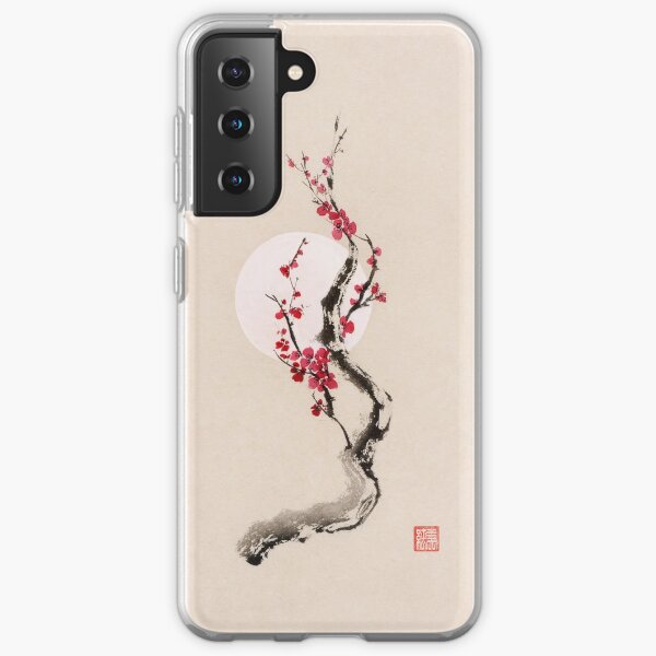Fine art Illustration of plum blossom oriental sumi-e Zen painting art print Samsung Galaxy Soft Case