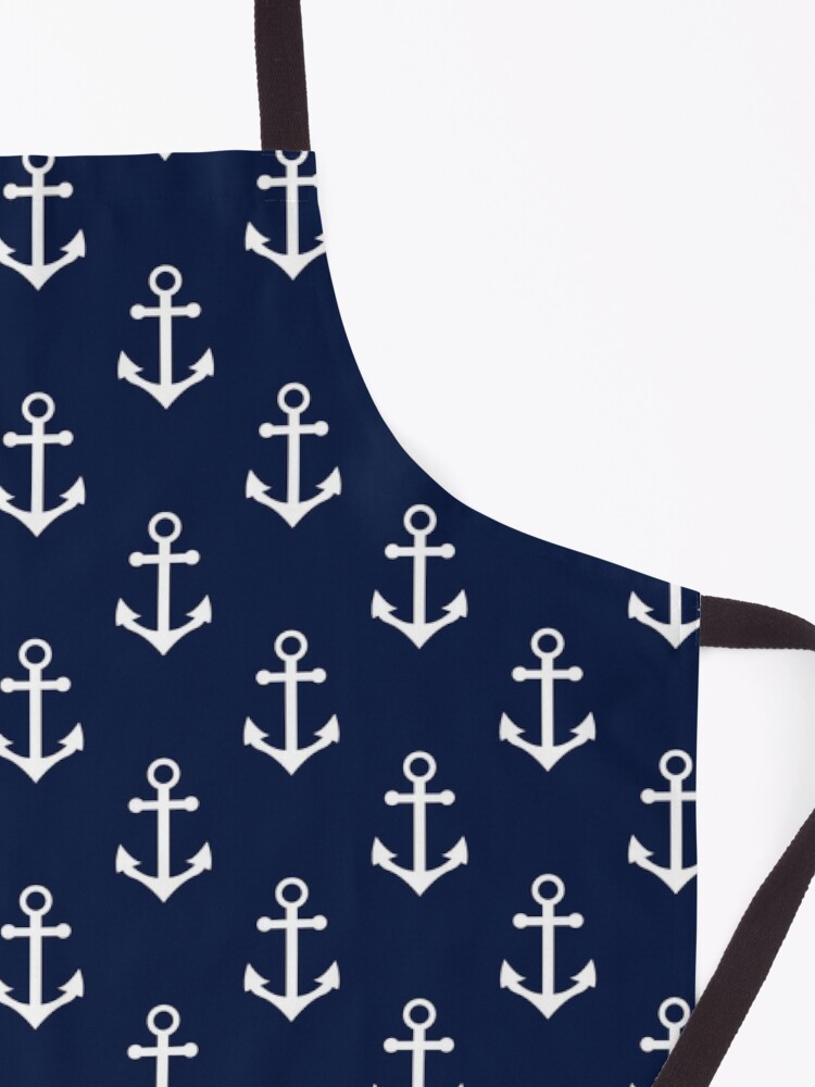 Alternate view of Blue Nautical Anchor Pattern Apron