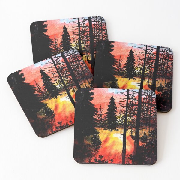 Item preview, forest glow watercolor painting designed and sold by artjojo.