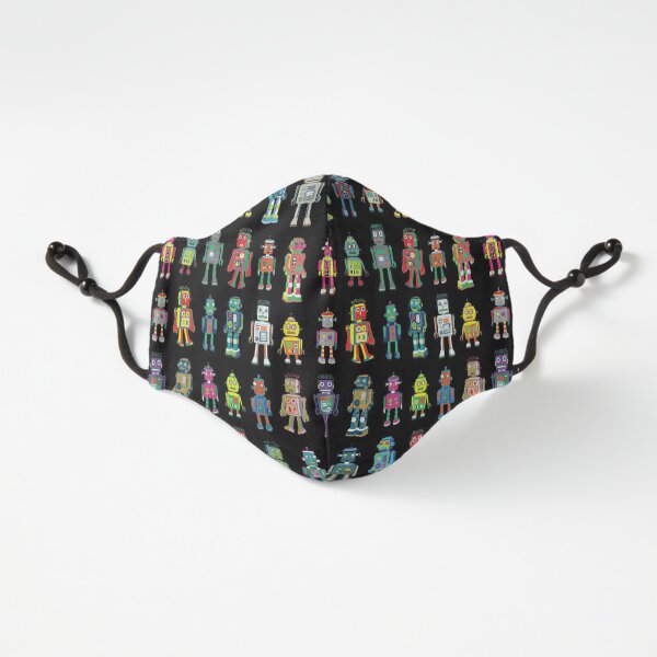 Robot Line-up on Black - fun pattern by Cecca Designs Fitted 3-Layer