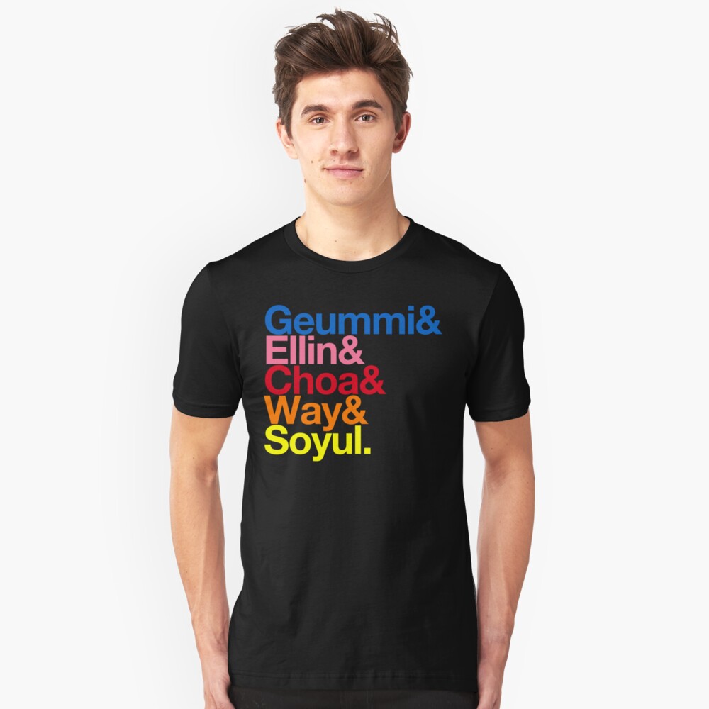 Crayon Pop goes Helvetica (Color) Slim Fit T-Shirt