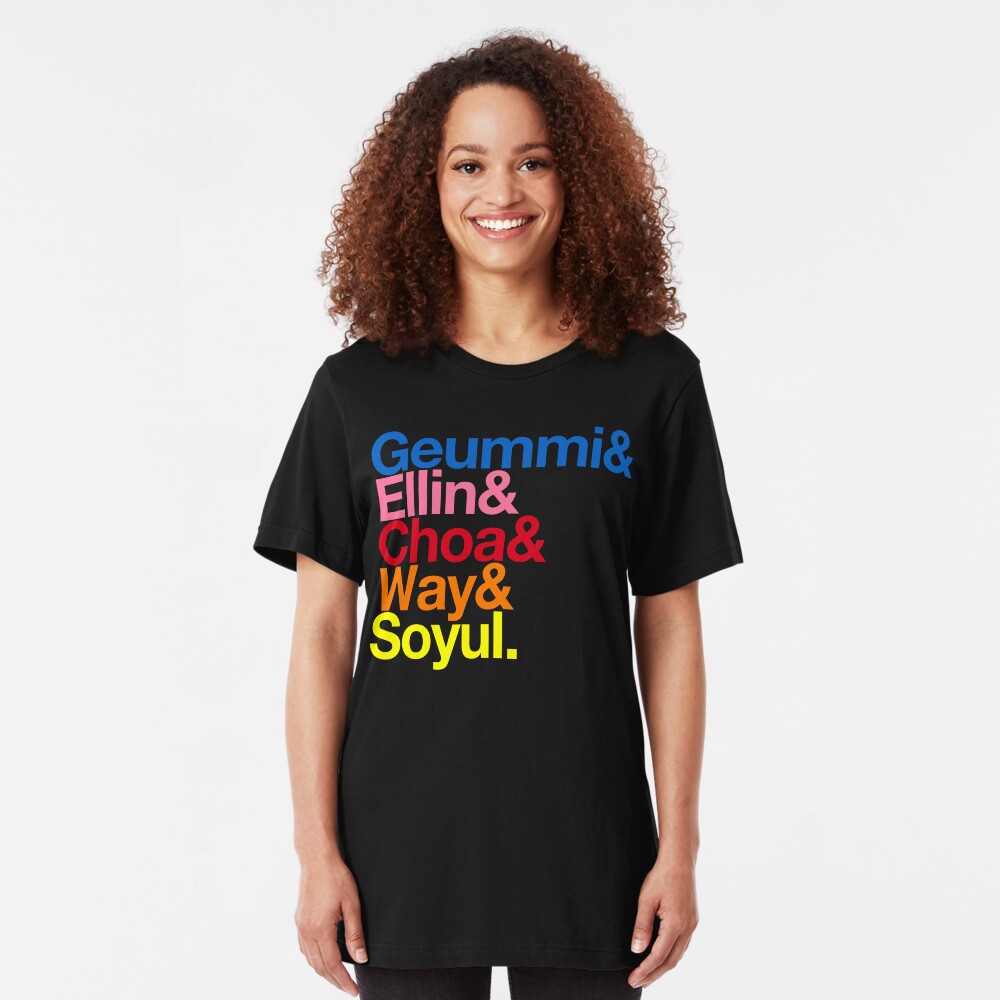 Crayon Pop goes Helvetica (Color) Slim Fit T-Shirt