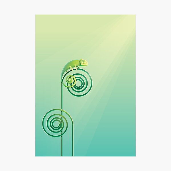 Chamouflaged green Chameleon lizard Photographic Print