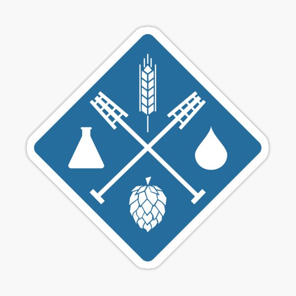 4 Basic Ingredients of Beer | Water, Yeast, Barley, Hops - White Sticker