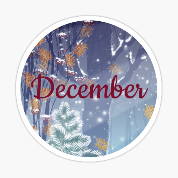 December monthly image for bullet journals & greeting cards Sticker