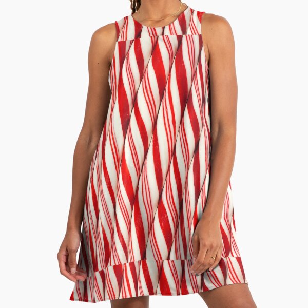 chinese dress ladies QOS Red & White Candy Cane Bow Back Cocktail Dress – Bayou Belle Boutique main image 0