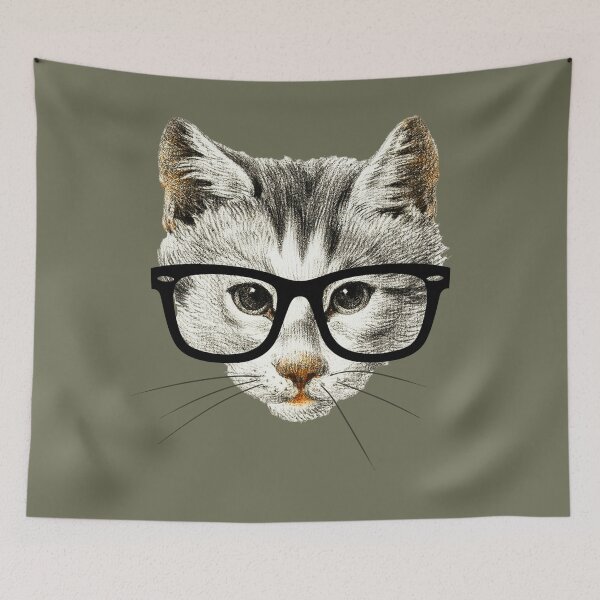 Item preview, Animals Wearing Glasses - Vintage Series - Hipster Cat with Glasses designed and sold by Sirieht.