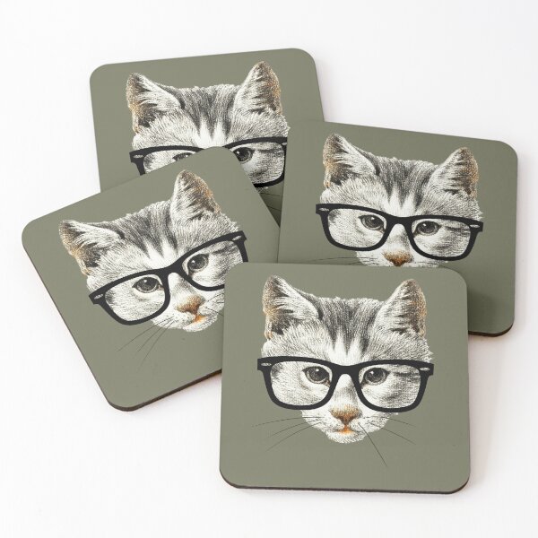 Item preview, Animals Wearing Glasses - Vintage Series - Hipster Cat with Glasses designed and sold by Sirieht.