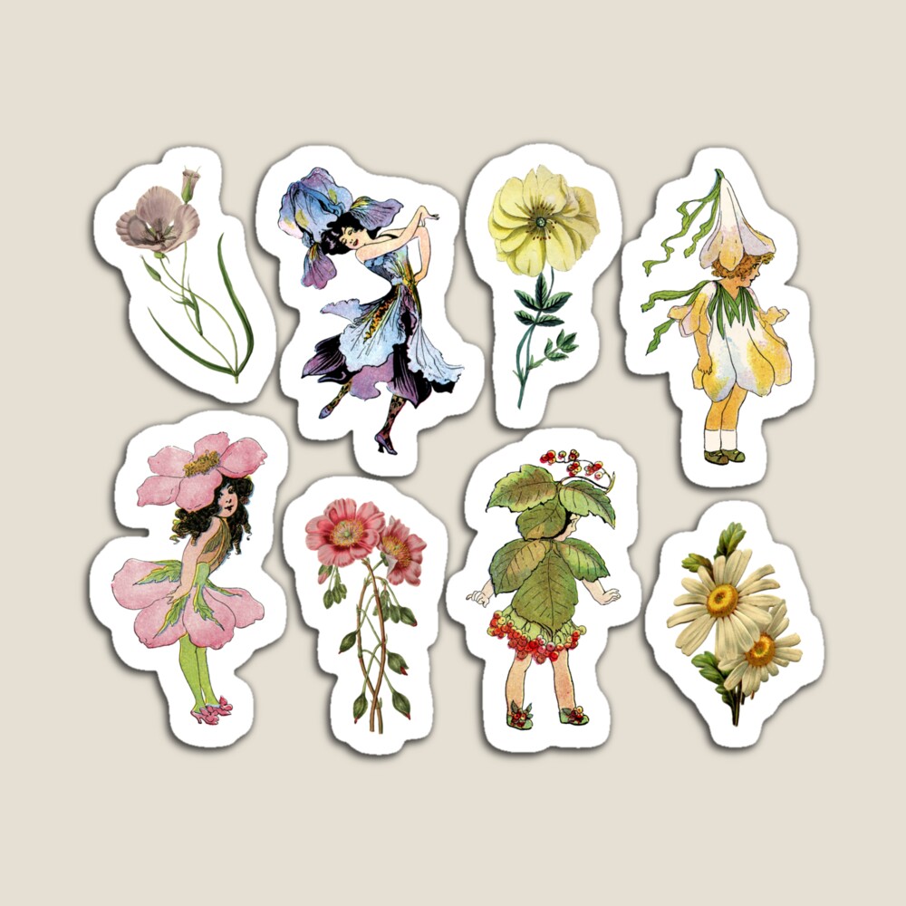 Flower Fairies Stickers Set, Vintage Garden Pixie Illustration Stickers,  Vintage Girls, Garden Fairy Ephemera -  Israel